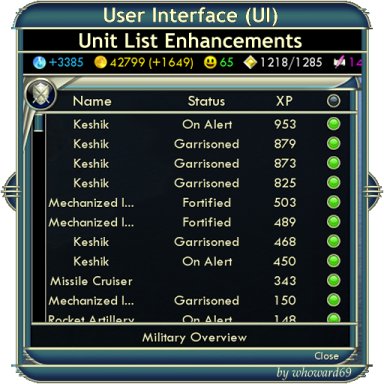 UI - Unit List Enhancements